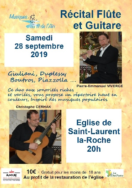 Affiche récital flûte et guitare à Saint-Laurent-la-Roche